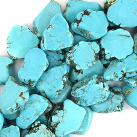 TOMOHO- 20mm - 25mm blue turquoise freeform slab slice nugget beads 15" strand, making jewelry, beads making necklaces.