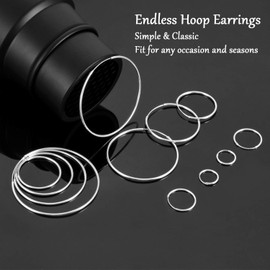 Sosmar Creole Earrings for Women, Girls or Boys / 925 Sterling Silver / Large or Small Hoops / 14 - 20 - 30 - 40 - 50 - 60 mm, Silver