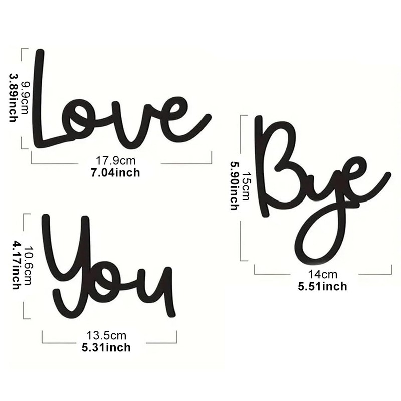 Handcrafted Plywood "Bye, Love You" Sign - Black Wall Art