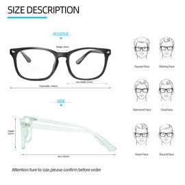 NZKNP Blue Light Glasses for Woman, Bluelight Glasses Womens, Eye Protection Glasses, Computer Glasses for Eye Strain, Stylish Eye Glasses Frames for Women, Blue Screen Glasses(Black+Green)