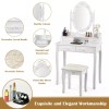 Costway Modern Dressing Table Set Makeup Vanity Desk w/Dimmable Bulbs