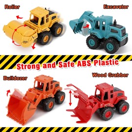 exinddea exinddea 4PCS Construction Toys,Friction Powered Construction Truck Toys Vehicles,Mini Construction Vehicles Toys Sand Truck Toys,Bulldozer Excavator Roller Truck Toys Gift for Kids Boys Girls