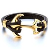 COOLSTEELANDBEYOND Mens Large Stainless Steel Gold Color Marine Anchor Bangle