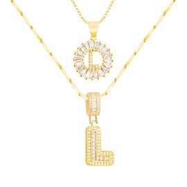 Ctarlitu Initial Letter Necklaces For Women 14k Gold Plated Pendant Necklace A-Z Pendant Gold Chain Choker Trendy Custom Name Necklace Jewelry Set