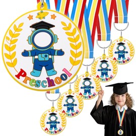 Landical 6 Pcs Preschool Pre-k Graduation Medal for Kids Bulk with Rainbow Neck Ribbon Kindergarten Grad Award Medals for School Students Grad Gifts Party Decorations(Astronaut)