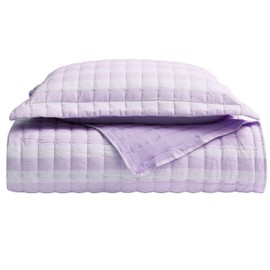 Sweet Home Collection Quilt Sets Prewashed Checkered Plaid Embroidered Vintage Soft and Luxurious Bedding with Pillow Shams, Plaid Dark Purple