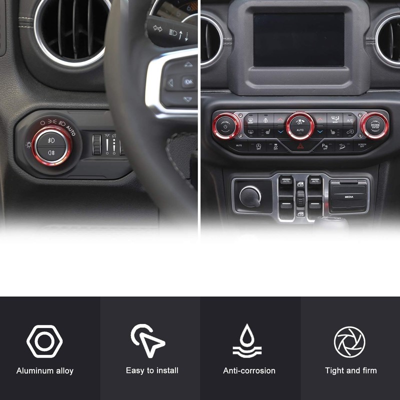 4PCS Air Conditioner Headlight Switch Knob Cover Compatible with Jeep