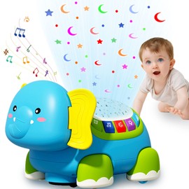 Infant Toys 6 to 12 Months,Baby Crawling Toy with Light & Sound & Automatically Avoid Obstacles for Infant Toddler Boy Girl 7 8 9 10 11 Month 1-2 Year Old, Baby Boy-Girl Gift(No Remote)