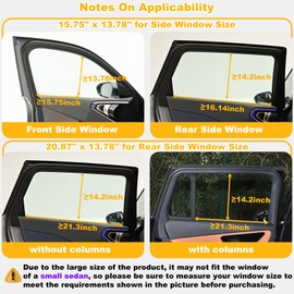 XCBYT 4-Pack Car Window Shades for Baby & Driver- Static Cling Side Window Sun Shade Combo with Transparent & Semi-Transparent - Car Window Covers with Glare & UV Blocker, Privacy Protection