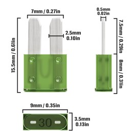 ALLECIN 30 Amp Micro2 Fuse 30Amp Micro 2 Car Fuses 30A Automotive APT ATR Blade Fusibles para Autos for RV Vehicle Truck Motorcycle Boat (Pack of 30Pcs)