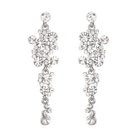 EVER FAITH Women's Earrings Crystal Wedding Party Bohemian Boho Flower Chandelier Long Drop Earrings, Crystal, Crystal