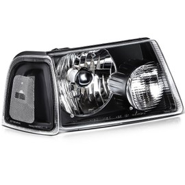 ECCPP Headlight Assembly for 2001 2002 2003 2004 2005 2006 2007 2008 2009 2010 for ford for Ranger Black Housing Clear Reflector Driver and Passenger Side Headlamps