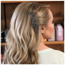 Iaceble Vintage Metal Flower Hairclip Clip Cz Flower Side Clip Barrette Crystal Flower Hair Clip Boho Black Flower Hairpins Accessory for Women and Girls Headdress