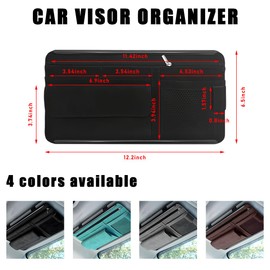 Yourkar Car Sun Visor Organizer, Soft Leather Surface Eyeglasses Note Card Holder Car Storage Bag, Scratch-Resistant Waterproof Auto Sunshade Organizer Bag, Car Accessories (Black)