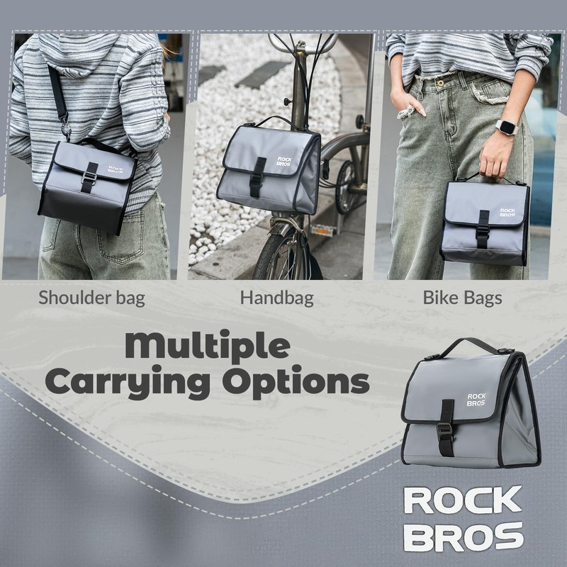 ROCKBROS Expandable Handlebar Pack 4-7L Folding Bike Storage with Detachable