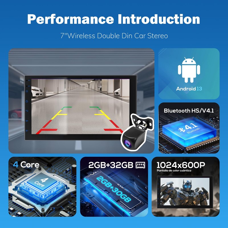 Haudio Double Din Portable Wireless CarPlay Screen for Car, 7"