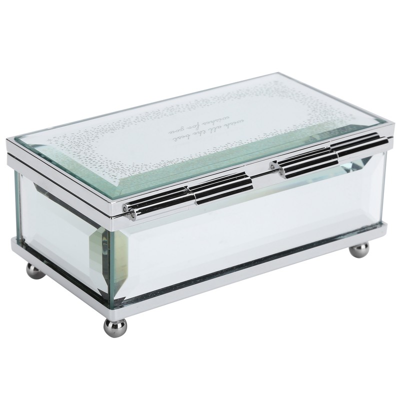 Glass Mirror Music Box Musical Jewelry Storage Case for Girlfriend
