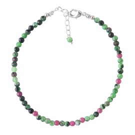 Sunshinegems Natural Ruby Zoisite Gemstone Faceted Beads Dainty Bracelets Jewelry for Women, Healing Crystals, Chain 8 inch