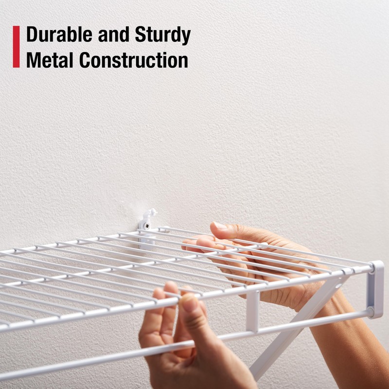 Rubbermaid Direct Wall Mount Closet Shelf, 4 Ft. Wide, Mounting