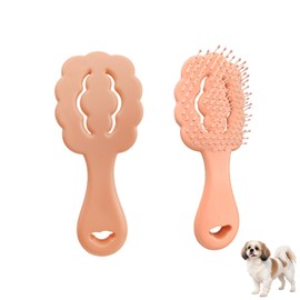Cloud-Shaped Soft Bristle Puppy Brush - Hollow Back Design for Easy Grooming - Ideal for Yorkie, Shih Tzu, Maltese Maltipoo Pomeranian- Puppy Essentials, Pet Hair Removal Essentials (Pink)