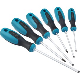 Hazet Set of 6 Screwdrivers (Matte Chrome-Plated with Hanging Hole & Burnished Tips - 810/6 PZ)