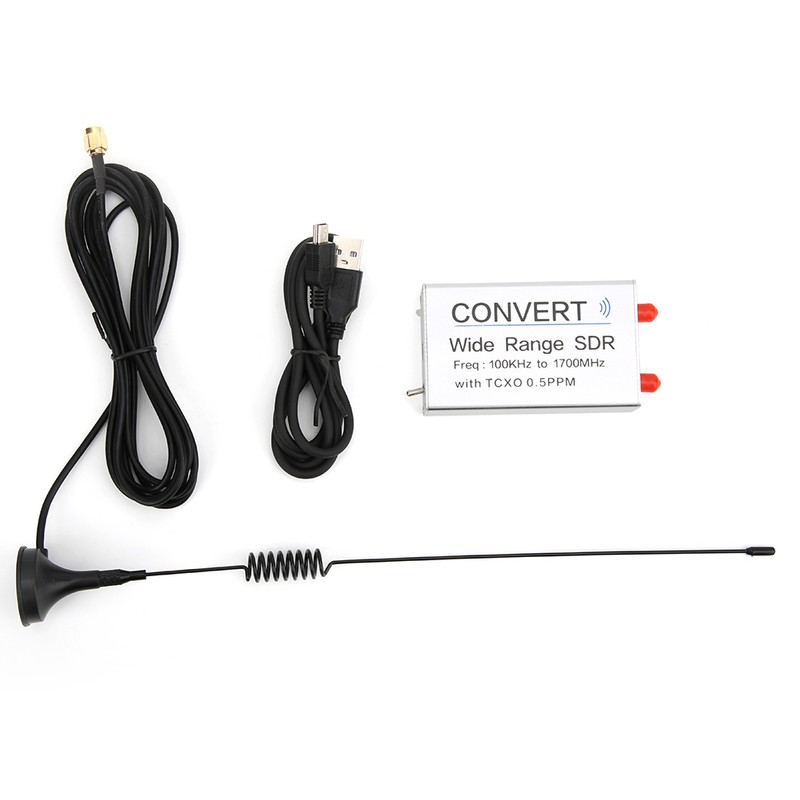 USB RTL SDR Receiver Silver Aluminum Alloy 100KHz-1.7GHz UV HF