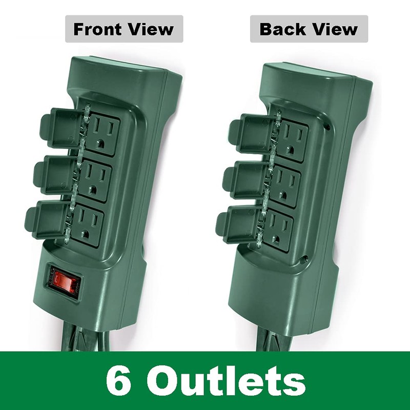 BESTTEN Outdoor Power Strip with Covers and Overload Protection Switch,