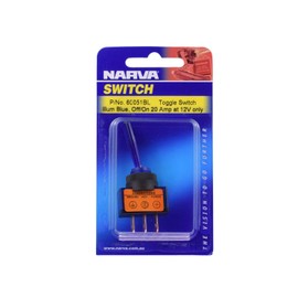 Narva 20A 12V Blue Illuminated Off/On Toggle Switch, 12 mm Diameter