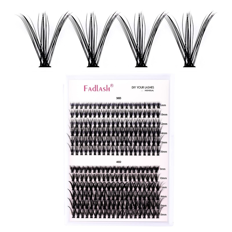 Eyelashes, Individual Cluster for Eyelash Extensions, 30D, 40D, 0.07 D-curl,