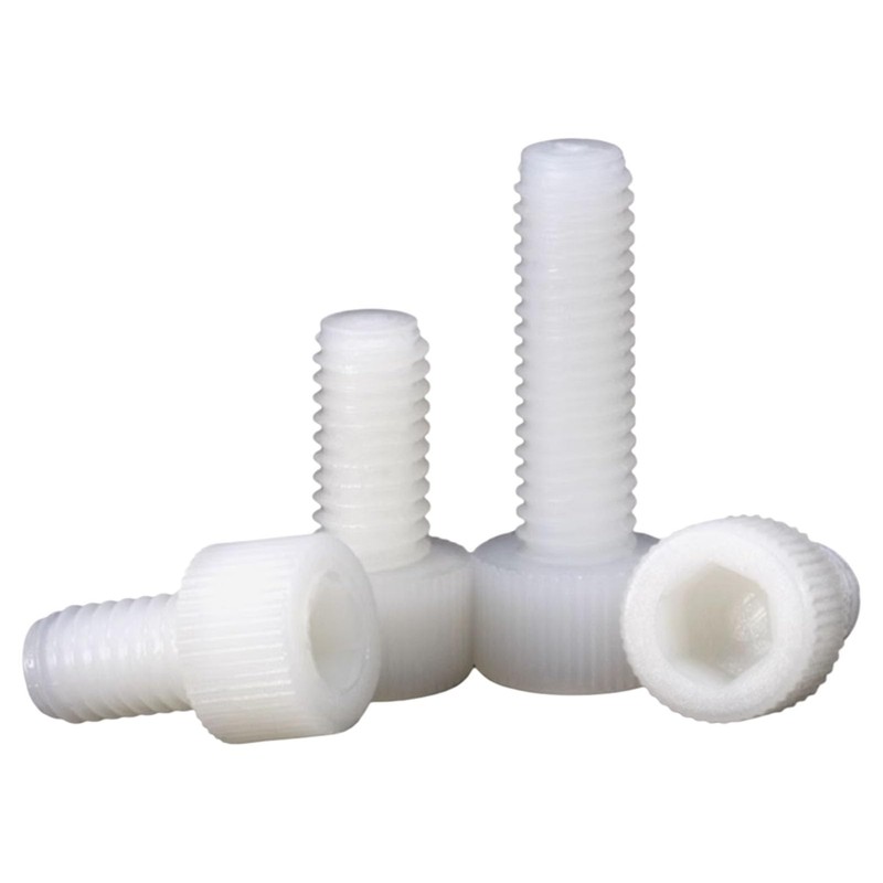 Nylon PA66 Plastic White Color Metric Knurled Hex Socket Head