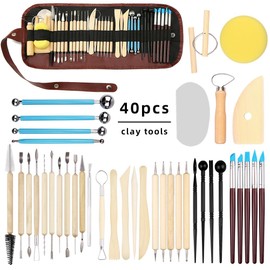 LINPHCEY 40-Piece Clay Sculpting Tools Set Perfect for Polymer Air Dry Modeling Clay Beginners & Professionals Ideal for DIY Pottery & Ceramics Tools for Clay Sculpey Sculpting & Crafting