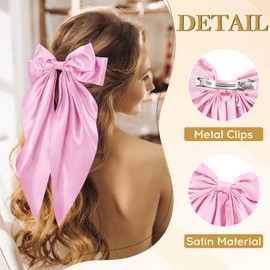 Hair Accessories - 3 Pcs Oversized Satin Hair Barrettes, Ribbon Bowknot Clips for Women Girls