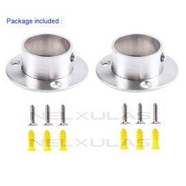 NELXULAS Stainless Steel Heavy Duty Closet Rod Holder,Shower Curtain Rod End Supports Socket,Flange Rod Holder Closet Pole,Adjustable Tightness Easy Installation (2 INCH, Silver)