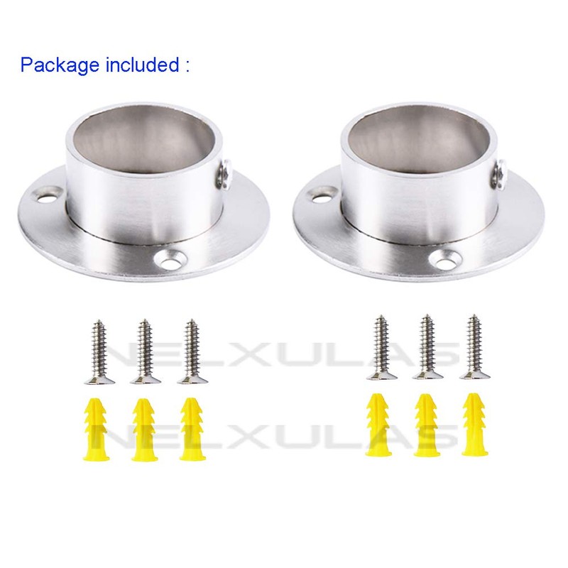 NELXULAS Stainless Steel Heavy Duty Closet Rod Holder,Shower Curtain Rod