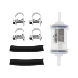 VekAuto Steel Diesel Fuel Filter Kit Fuel Filter Clamps Hoses Set Car Truck Van RV Bus Boat 1 Piece Black Hose and 4 Pieces Clips