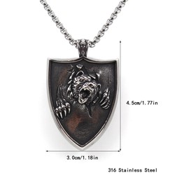 Scddboy Norse Bear Claw Amulet Necklace for Men,Eagle Wolf Head Pendant Necklace with 22+2" Stainless Steel Chain