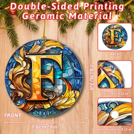 26 Letters Christmas Tree Decorations Pendant, Ceramic Christmas Initial Letters Ornaments, Xmas Alphabet Decorative Hanging Ornaments for Christmas Tree Ornament Indoor Home Party Gifts (F)