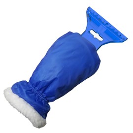 AUPROTEC Ice Scraper Car Windscreen Scraper with Glove, warming soft lined Mitt with closing elastic wristband, colour: blue