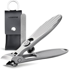 Curved and Slanted Nail Clippers for Men Thick Toenails and Fingernail, Wide Jaw Opening Ultra Sharp Heavy Duty Long Handle Stainless Steel Toenail Clippers Set for Seniors, Adults, Women - Color: Metallic-slanted