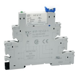 Power Relay 24VDC/24VAC Miniature Relay 5 Pin SPDT 1NO 1NC 6Amp with LED Indicator with Socket Base 41F-1Z-C2 with DIN Rail Slotted