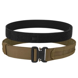 KRYDEX GEAR Tactical Belt with Quick Release 1.75 Inch Tactical Belt with 1.5 Inch Inner Belt Military Heavy Duty Molle Belt Work Belt High Performance Belt for Men (Coyote Brown, XL)