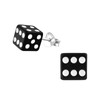 Black Dice Stud Earrings - Sterling Silver 0.5cm x 0.5cm