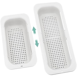 Adjustable Over Sink Colander Strainer, Expandable Kitchen Drain Basket, White