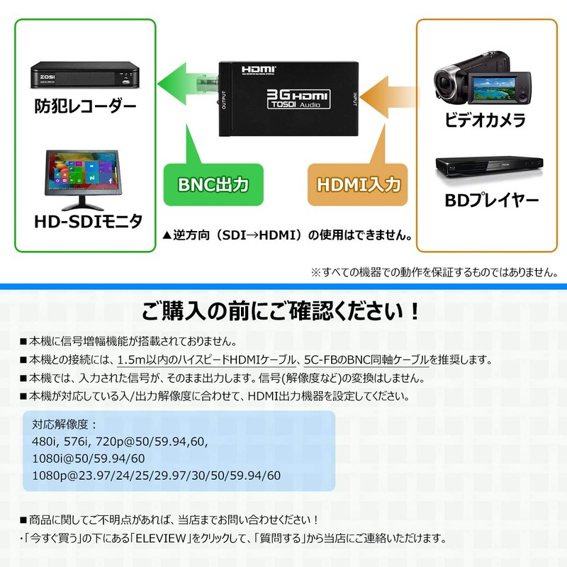 ELEVIEW EHD-030N HDMI to SDI Converter 1080p @ 60Hz HDMI