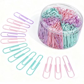 300psc 2 Inch Anti-Rust Metal Large Paper Clips in Macaron Purple, Pink & Green, Ideal for Office, Home & School Use, Cute Office Desk Supplies
