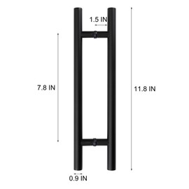HONGYUN 12-Inch Pull Handles - Heavy-Duty Commercial Grade 304 Stainless Steel Modern Interior/Exterior Door Pull Push for Two-Side Glass and Barn Doors (Black)