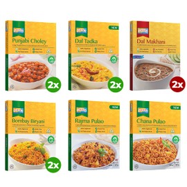 Ashoka Traditional Indian Meals 1932, Vegetarian Beans 'n Rice Meal Kit, Kosher Certified, All-Natural Variety Pack, Portable Heat & Serve Meals, Great for the Outdoors, No Preservatives, Pack of 10