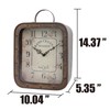 Stonebriar Large Square Rustic Metal Table Top Clock with Handle