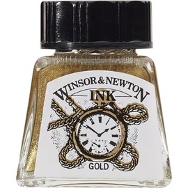 Winsor & Newton Drawing Ink Tinta de Dibujo de Secado Rápido, Oro (Gold), 14 ml