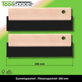 ToolSpace Set of 2 Rubber Spatulas, 200 mm, Tile Spatula, Joint Rubber, Wooden Handle, Grouting Rubber, Tools for Stoneware, Grouting Rubber, Smoothing Trowel, Rubber, Ergonomic Work